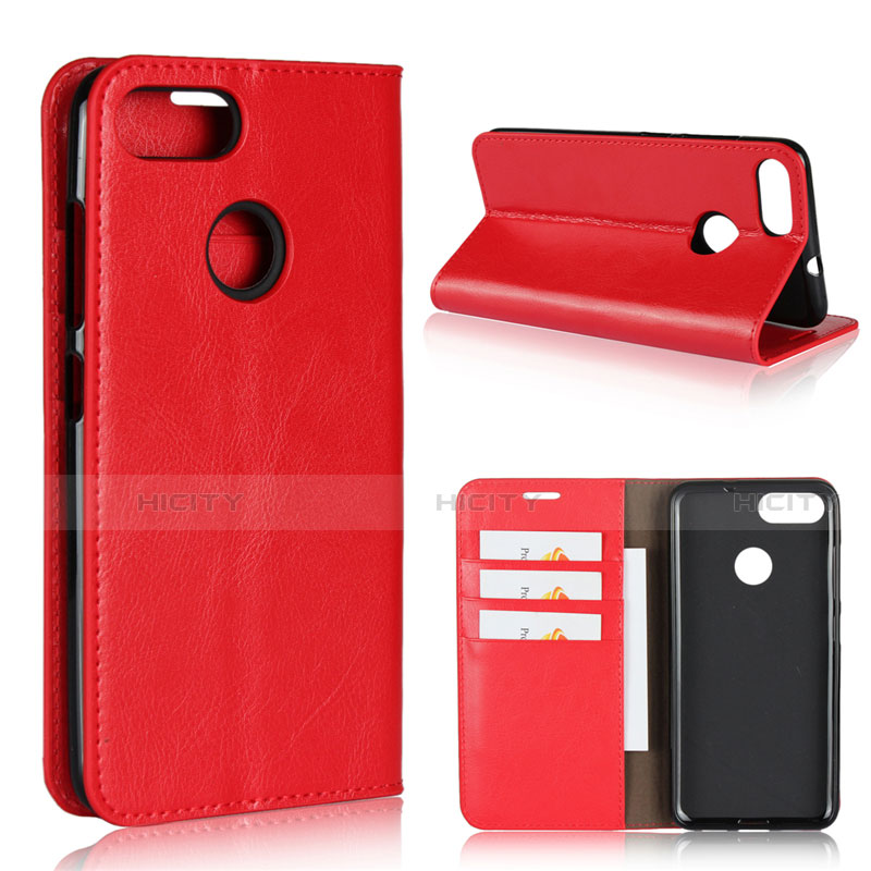 Funda de Cuero Cartera con Soporte Carcasa para Asus Zenfone Max Plus M1 ZB570TL Rojo