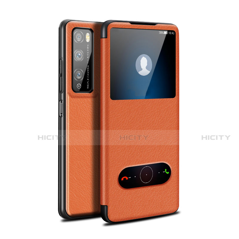 Funda de Cuero Cartera con Soporte Carcasa para Huawei Enjoy Z 5G Naranja