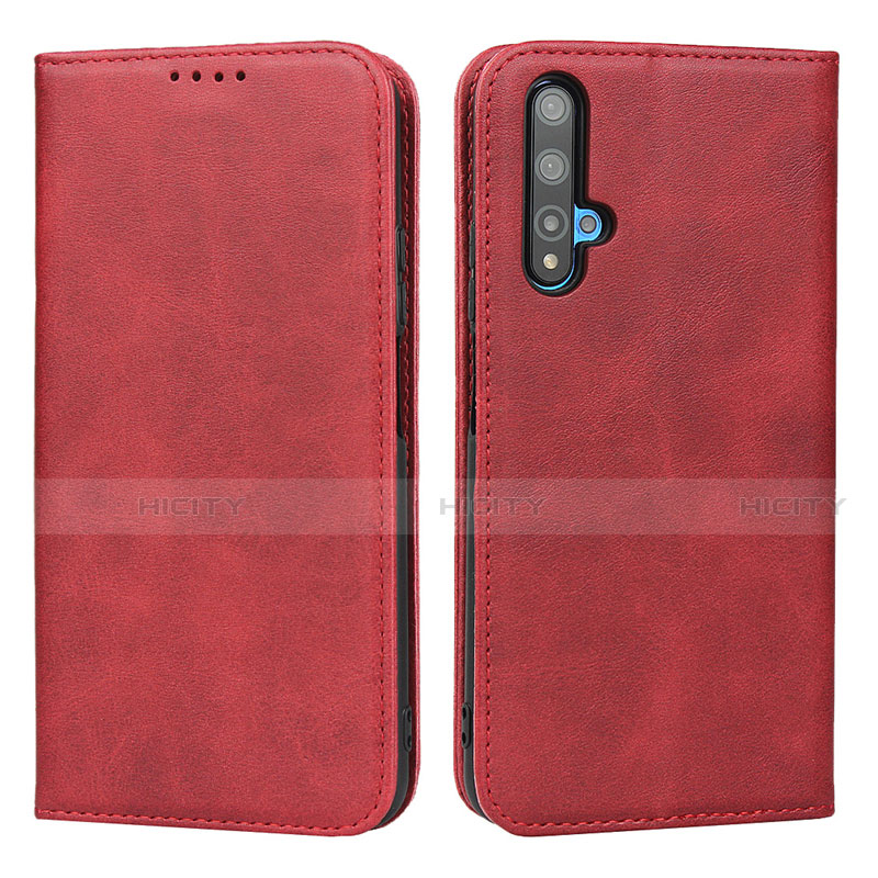 Funda de Cuero Cartera con Soporte Carcasa para Huawei Honor 20 Rojo