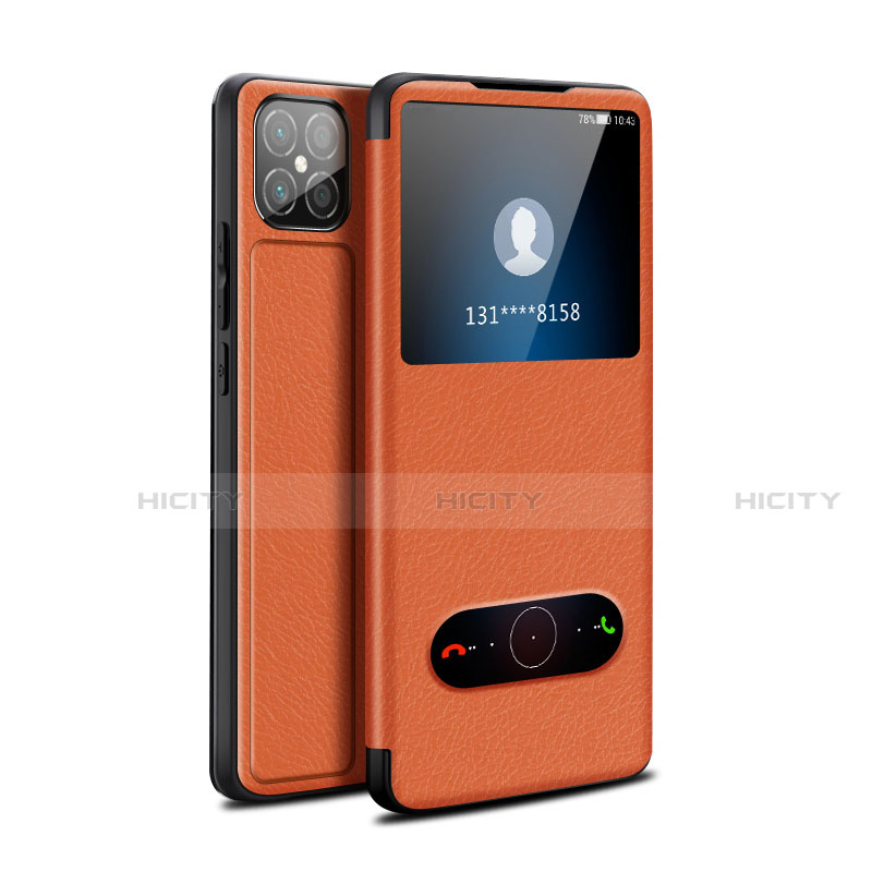 Funda de Cuero Cartera con Soporte Carcasa para Huawei Nova 8 SE 5G Naranja