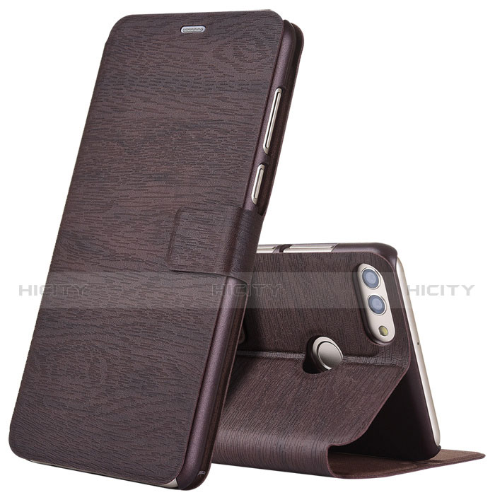 Funda de Cuero Cartera con Soporte Carcasa para Huawei Y9 (2018) Marron