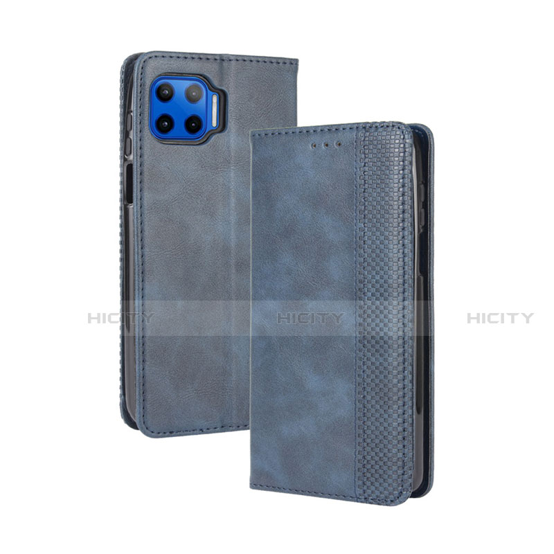 Funda de Cuero Cartera con Soporte Carcasa para Motorola Moto G 5G Plus Azul