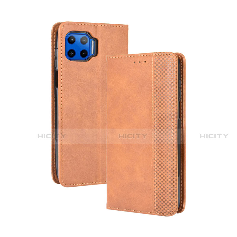 Funda de Cuero Cartera con Soporte Carcasa para Motorola Moto G 5G Plus Naranja