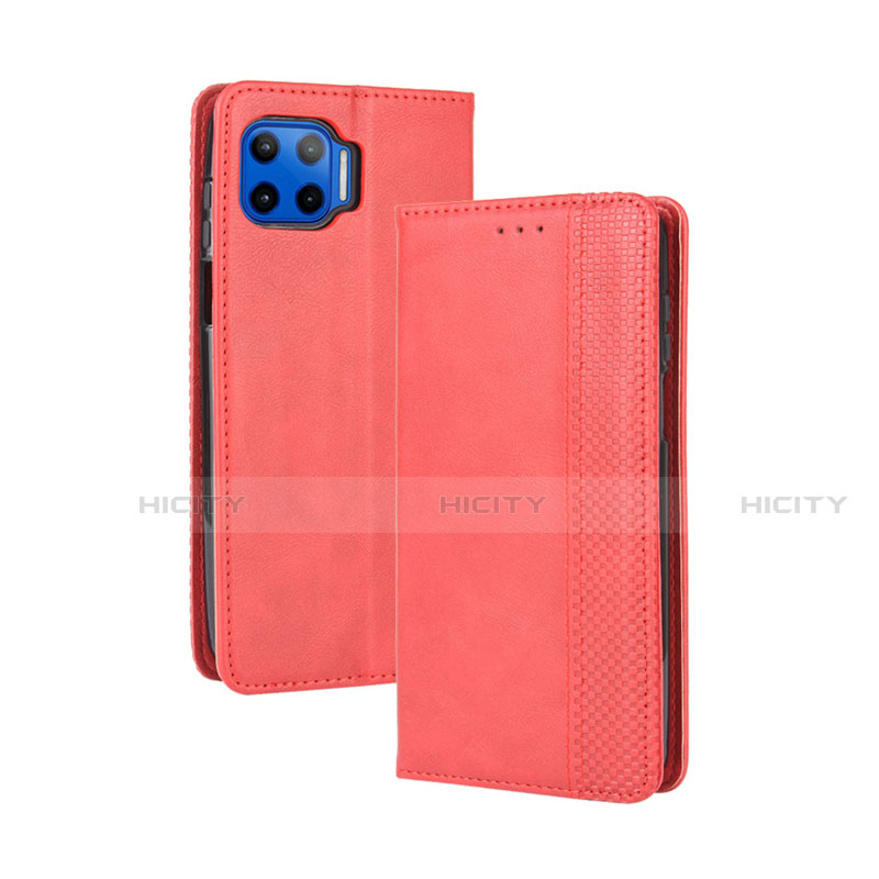 Funda de Cuero Cartera con Soporte Carcasa para Motorola Moto G 5G Plus Rojo