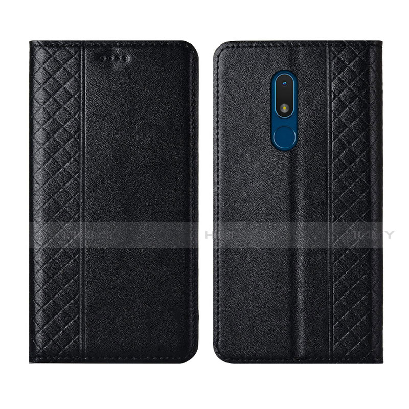 Funda de Cuero Cartera con Soporte Carcasa para Nokia C3 Negro