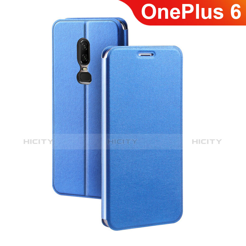 Funda de Cuero Cartera con Soporte Carcasa para OnePlus 6 Azul