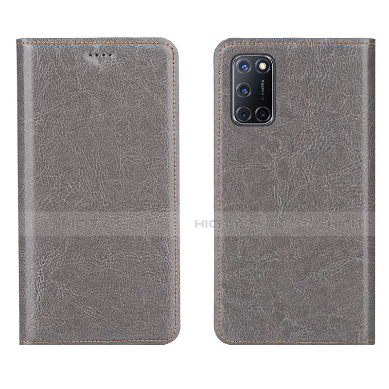 Funda de Cuero Cartera con Soporte Carcasa para Oppo A52 Gris