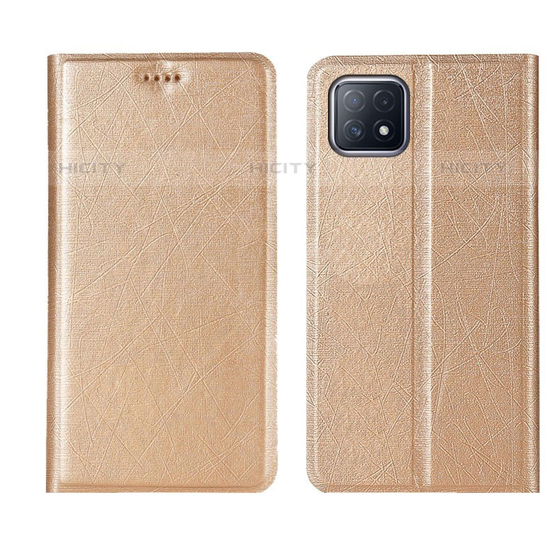 Funda de Cuero Cartera con Soporte Carcasa para Oppo A53 5G Oro