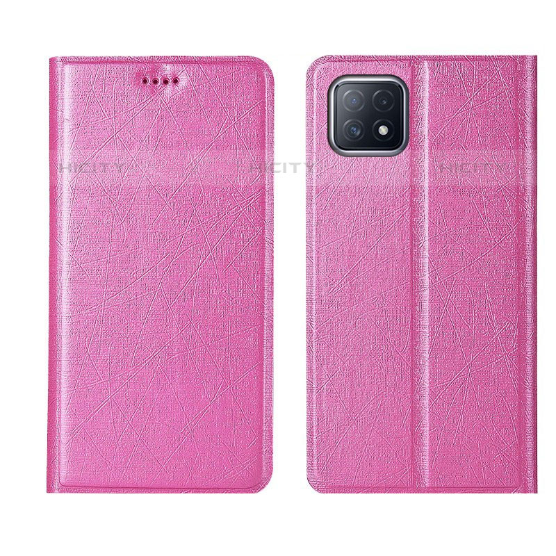 Funda de Cuero Cartera con Soporte Carcasa para Oppo A53 5G Rosa