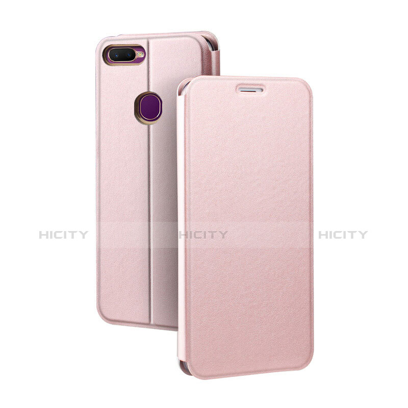 Funda de Cuero Cartera con Soporte Carcasa para Oppo A7 Oro Rosa