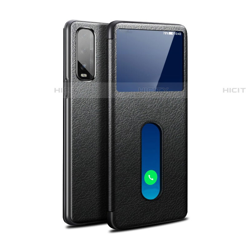 Funda de Cuero Cartera con Soporte Carcasa para Oppo Find X2 Negro