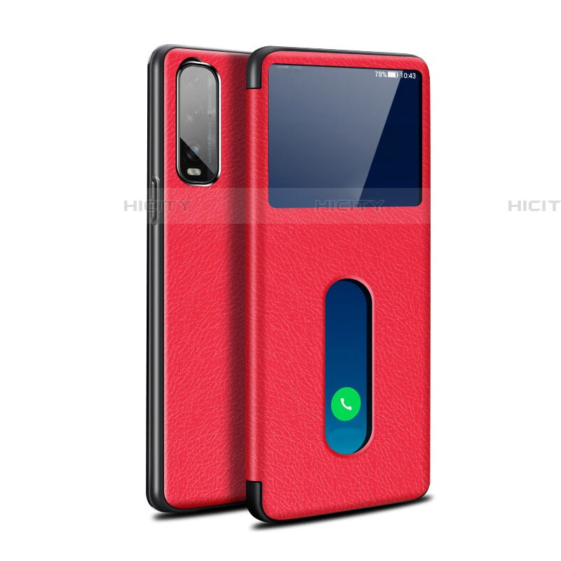 Funda de Cuero Cartera con Soporte Carcasa para Oppo Find X2 Rojo