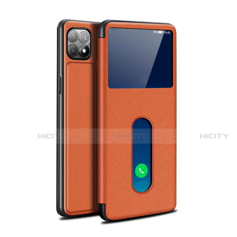 Funda de Cuero Cartera con Soporte Carcasa para Oppo Reno4 SE 5G Naranja