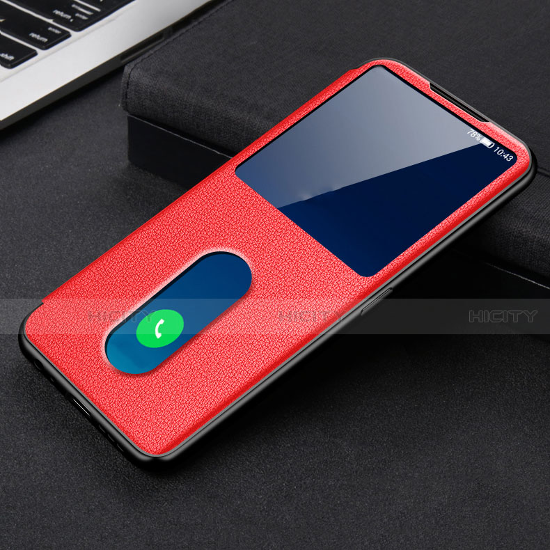 Funda de Cuero Cartera con Soporte Carcasa para Oppo Reno5 Pro 5G Rojo