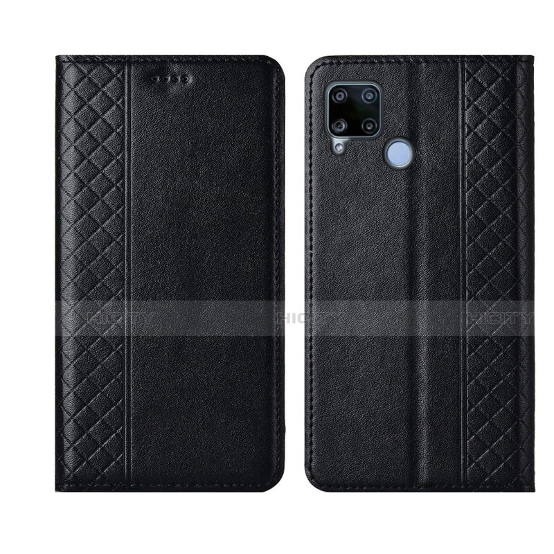 Funda de Cuero Cartera con Soporte Carcasa para Realme C15 Negro