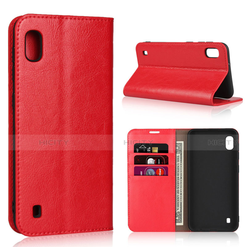 Funda de Cuero Cartera con Soporte Carcasa para Samsung Galaxy A10 Rojo