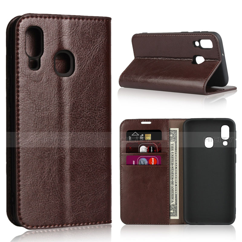 Funda de Cuero Cartera con Soporte Carcasa para Samsung Galaxy A40 Marron