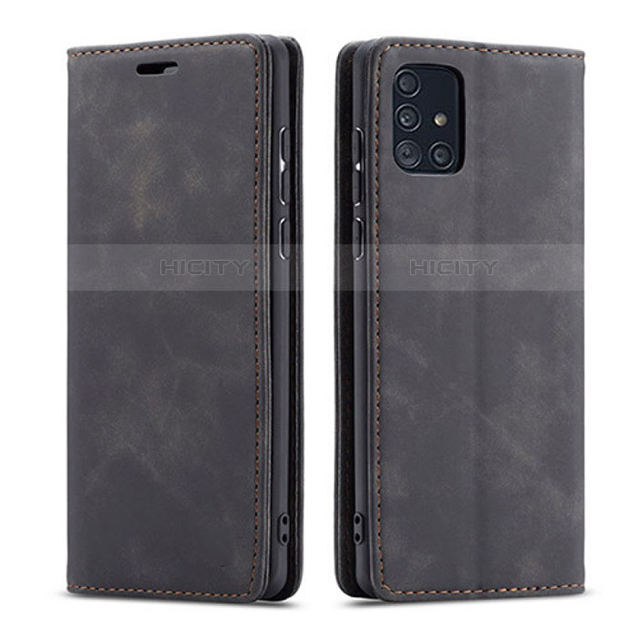 Funda de Cuero Cartera con Soporte Carcasa para Samsung Galaxy A71 5G Negro