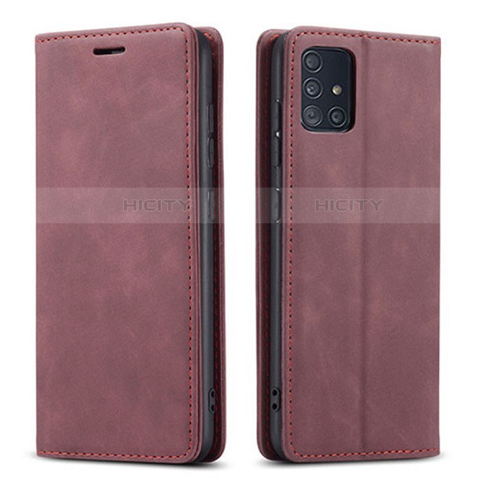 Funda de Cuero Cartera con Soporte Carcasa para Samsung Galaxy A71 5G Rojo Rosa