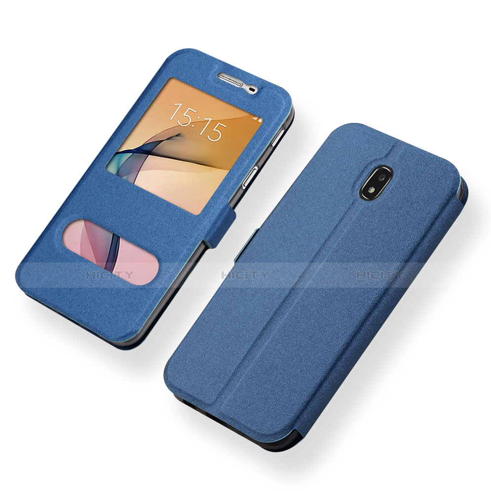 Funda de Cuero Cartera con Soporte Carcasa para Samsung Galaxy J5 (2017) SM-J750F Azul