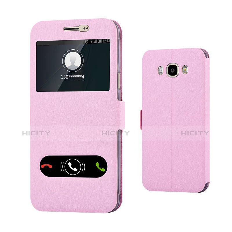 Funda de Cuero Cartera con Soporte Carcasa para Samsung Galaxy J7 (2016) J710F J710FN Rosa