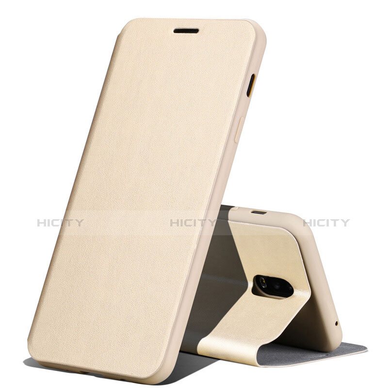 Funda de Cuero Cartera con Soporte Carcasa para Samsung Galaxy J7 Plus Oro