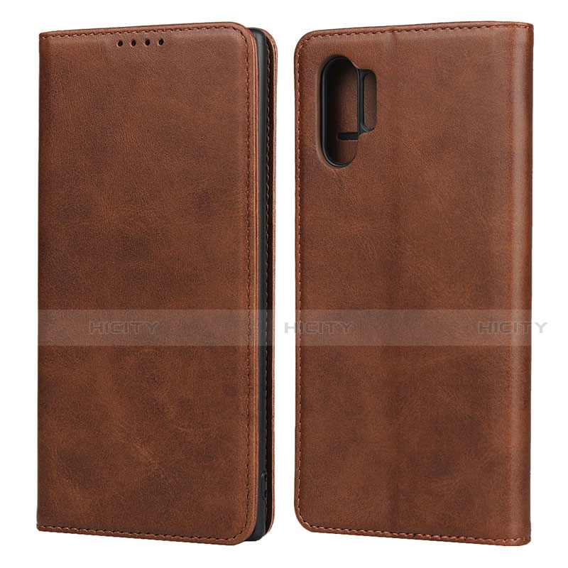 Funda de Cuero Cartera con Soporte Carcasa para Samsung Galaxy Note 10 Plus 5G Marron