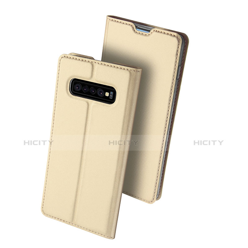 Funda de Cuero Cartera con Soporte Carcasa para Samsung Galaxy S10 Plus Oro