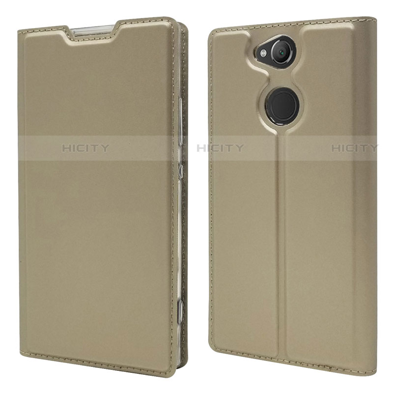 Funda de Cuero Cartera con Soporte Carcasa para Sony Xperia XA2 Oro