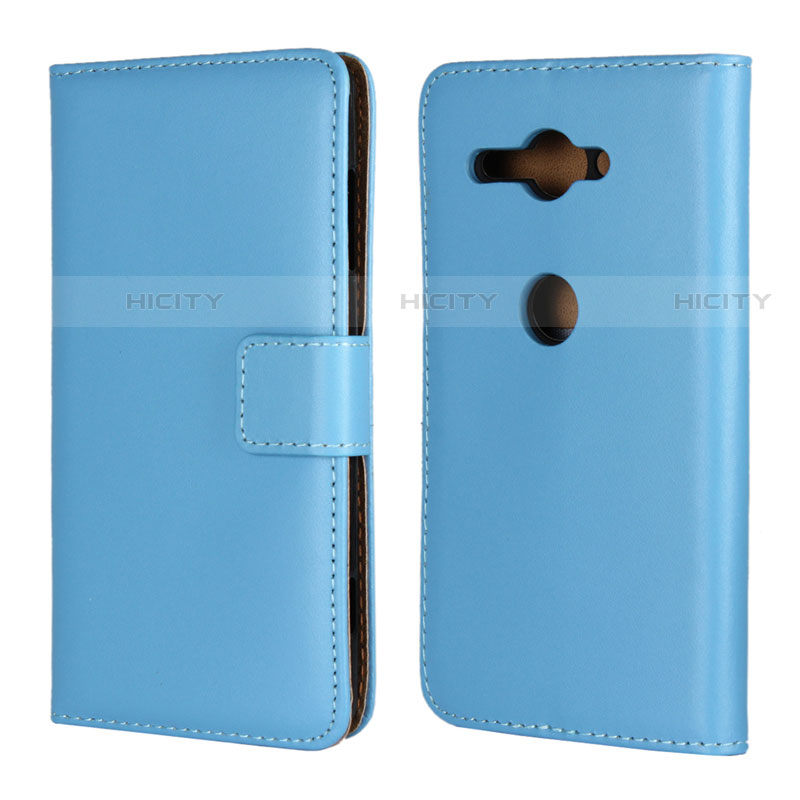 Funda de Cuero Cartera con Soporte Carcasa para Sony Xperia XZ2 Compact Azul Cielo