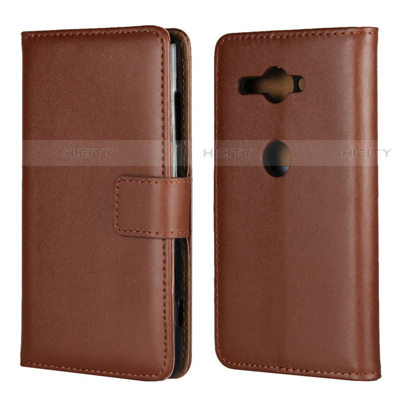 Funda de Cuero Cartera con Soporte Carcasa para Sony Xperia XZ2 Compact Marron