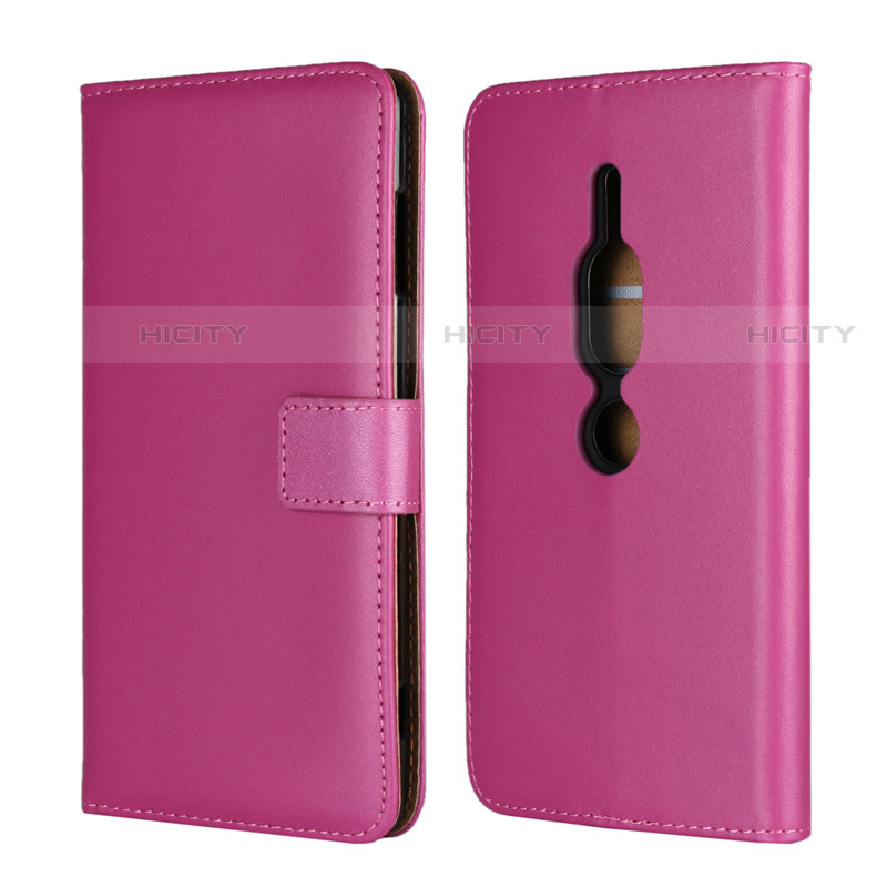 Funda de Cuero Cartera con Soporte Carcasa para Sony Xperia XZ2 Premium Rosa Roja