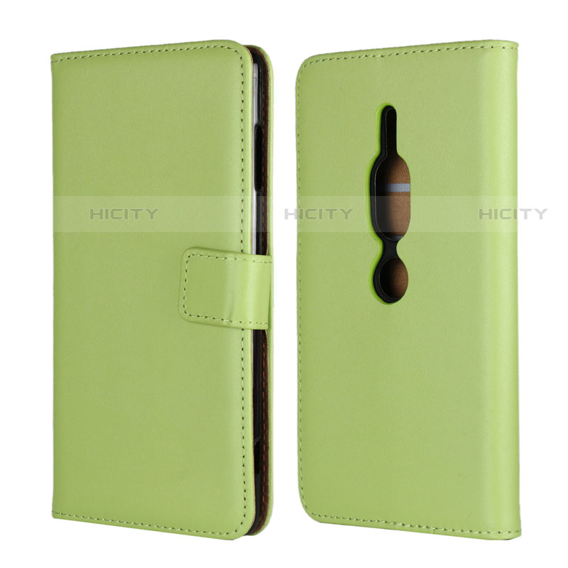 Funda de Cuero Cartera con Soporte Carcasa para Sony Xperia XZ2 Premium Verde