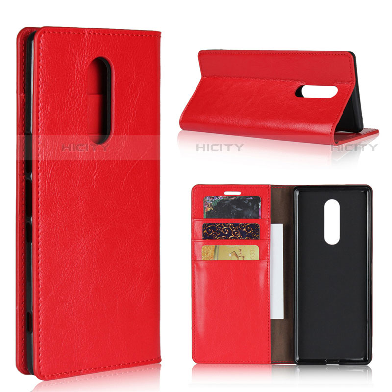 Funda de Cuero Cartera con Soporte Carcasa para Sony Xperia XZ4 Rojo