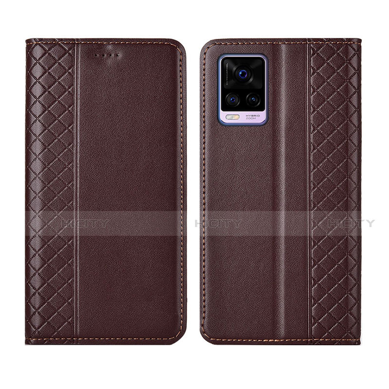 Funda de Cuero Cartera con Soporte Carcasa para Vivo V20 Pro 5G Marron