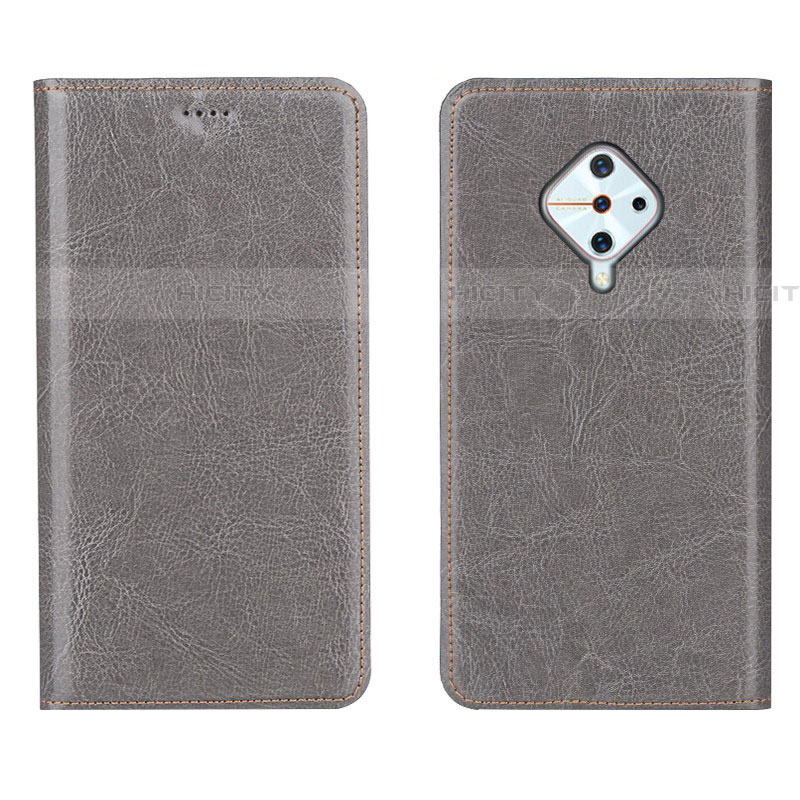 Funda de Cuero Cartera con Soporte Carcasa para Vivo X50 Lite Gris