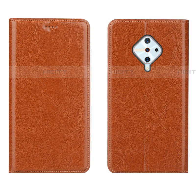 Funda de Cuero Cartera con Soporte Carcasa para Vivo X50 Lite Naranja