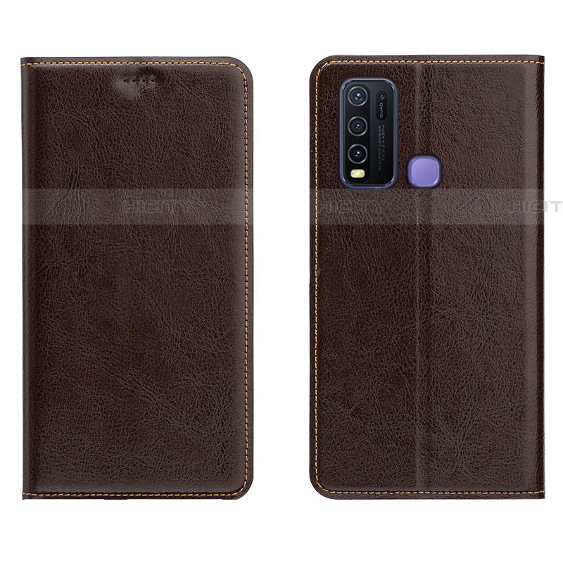 Funda de Cuero Cartera con Soporte Carcasa para Vivo Y50 Marron