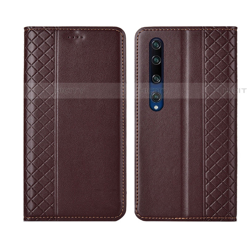 Funda de Cuero Cartera con Soporte Carcasa para Xiaomi Mi 10 Marron