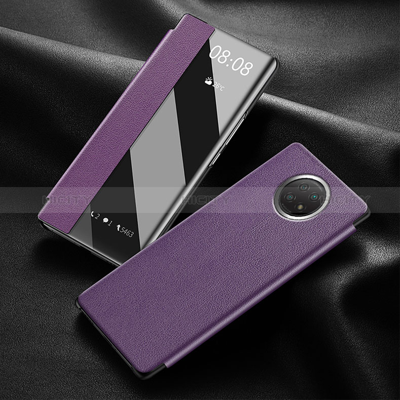 Funda de Cuero Cartera con Soporte Carcasa para Xiaomi Redmi Note 9 5G Morado