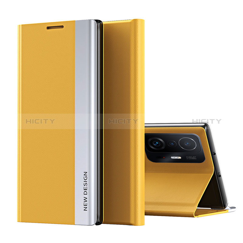 Funda de Cuero Cartera con Soporte Carcasa Q01H para Xiaomi Mi 11T 5G Amarillo