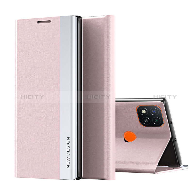 Funda de Cuero Cartera con Soporte Carcasa Q01H para Xiaomi POCO C3 Oro Rosa