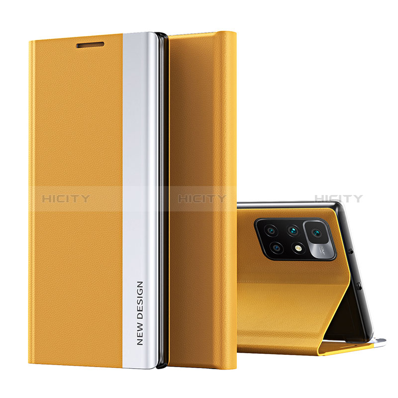 Funda de Cuero Cartera con Soporte Carcasa Q01H para Xiaomi Redmi 10 (2022) Amarillo