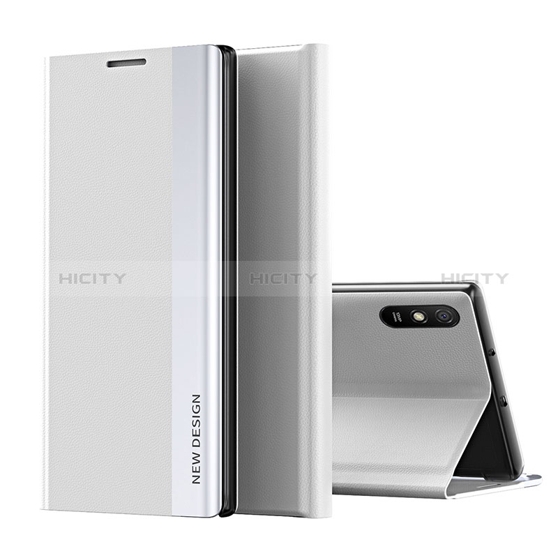 Funda de Cuero Cartera con Soporte Carcasa Q01H para Xiaomi Redmi 9A Plata