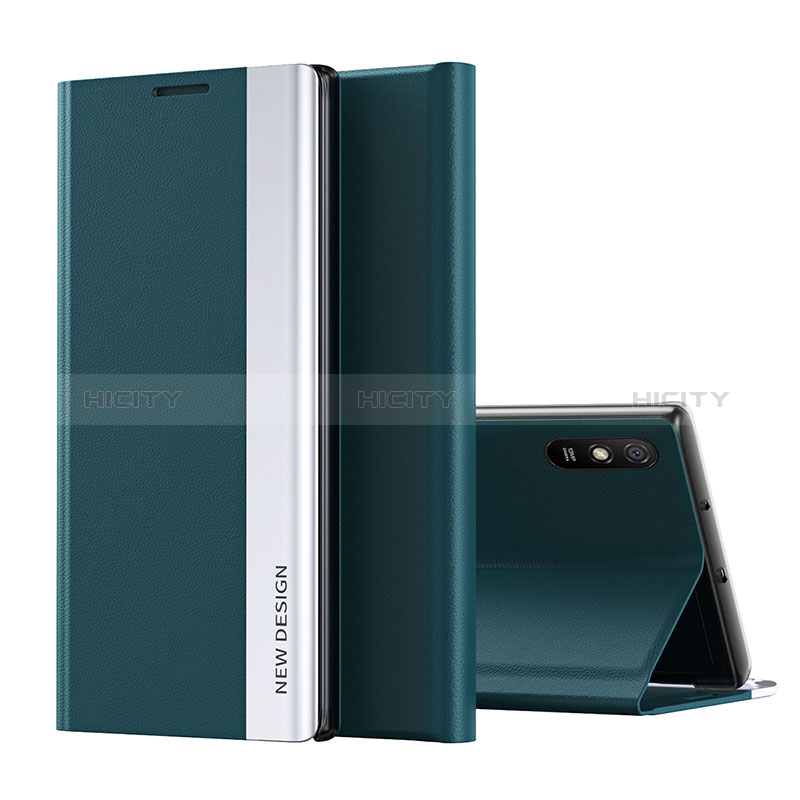 Funda de Cuero Cartera con Soporte Carcasa Q01H para Xiaomi Redmi 9i Verde