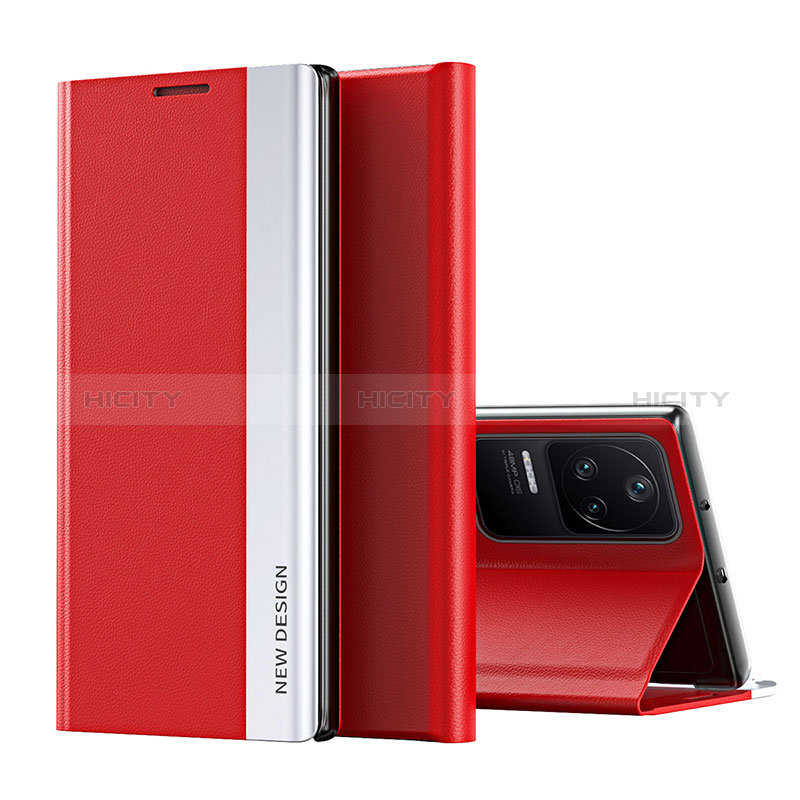 Funda de Cuero Cartera con Soporte Carcasa Q01H para Xiaomi Redmi K40S 5G Rojo