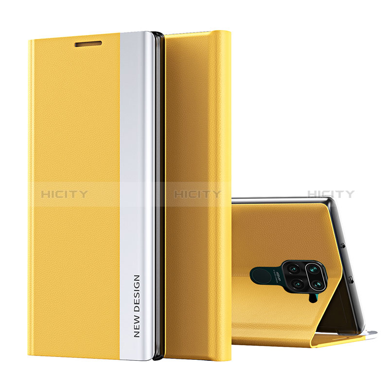 Funda de Cuero Cartera con Soporte Carcasa Q01H para Xiaomi Redmi Note 9 Amarillo