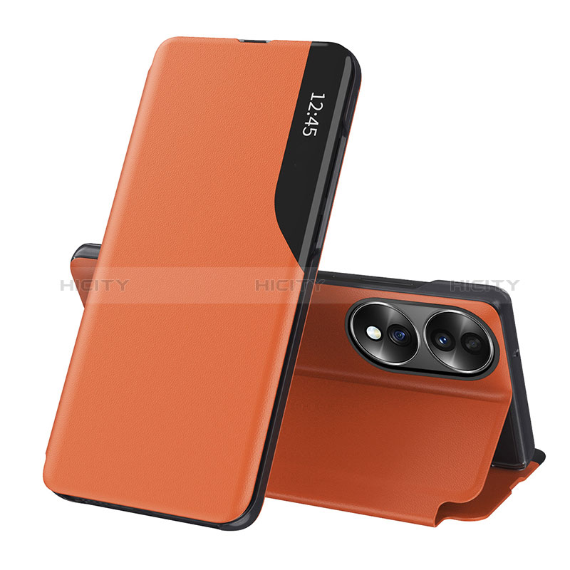 Funda de Cuero Cartera con Soporte Carcasa QH1 para Huawei Honor 70 5G Naranja