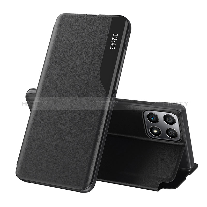 Funda de Cuero Cartera con Soporte Carcasa QH1 para Huawei Honor X6S Negro