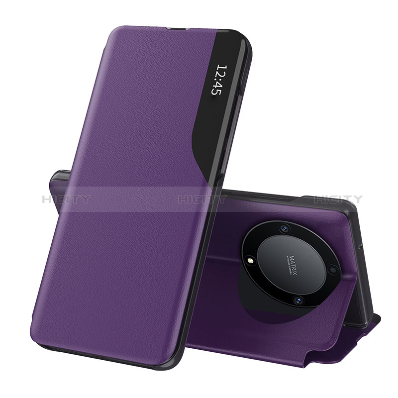 Funda de Cuero Cartera con Soporte Carcasa QH1 para Huawei Honor X9a 5G Morado